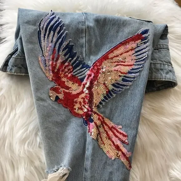 Denim Co Primark distressed jeans with sequins - Picture 10 of 15